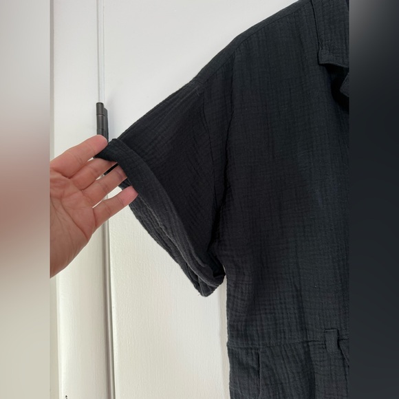 Madewell Lightspun Safari Romper Cotton Gauze Sold Black Short Sleeve Size Large - Picture 5 of 8